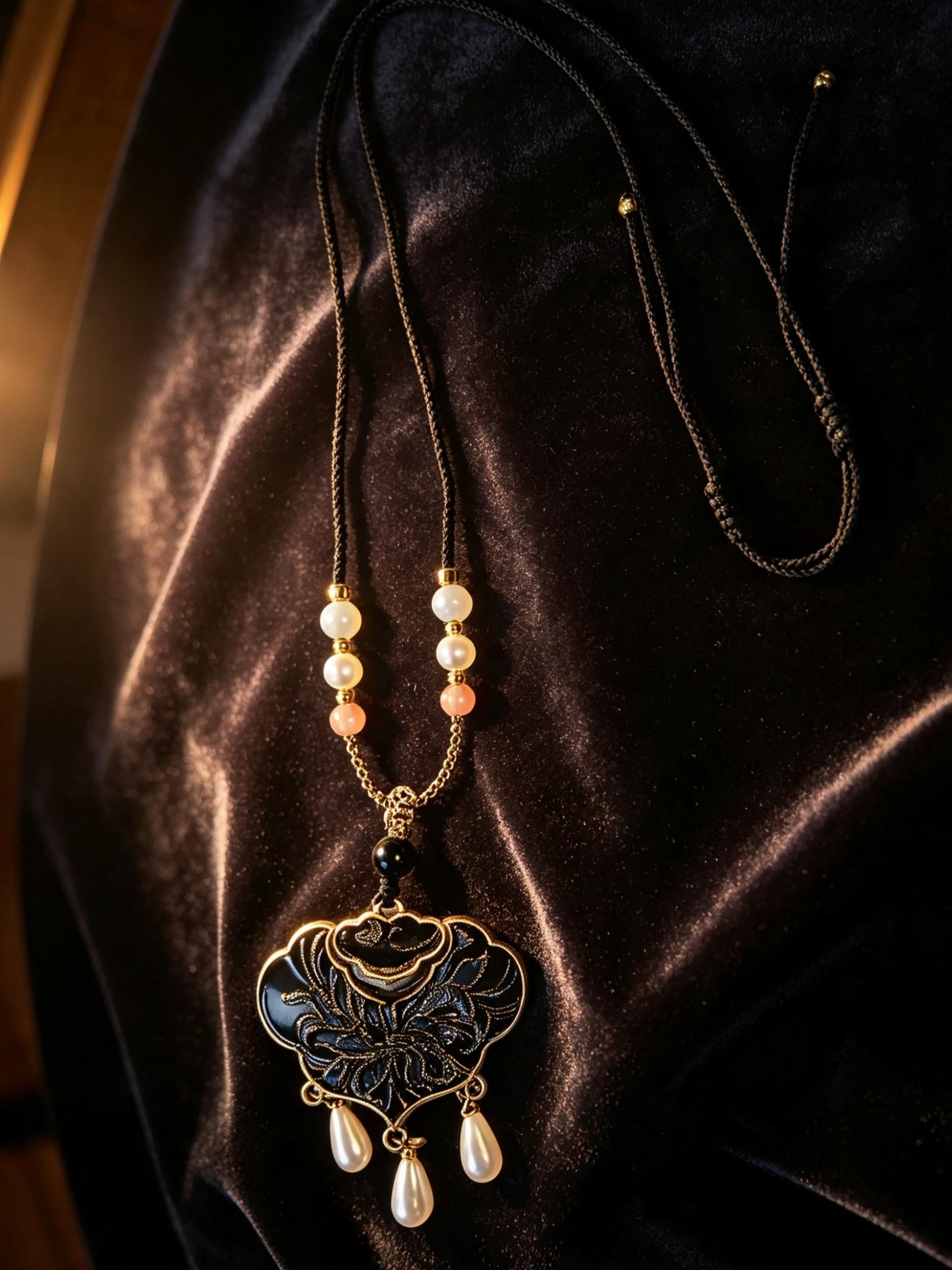 Intangible Heritage Song Brocade Ruyi Lock Pearl Necklace