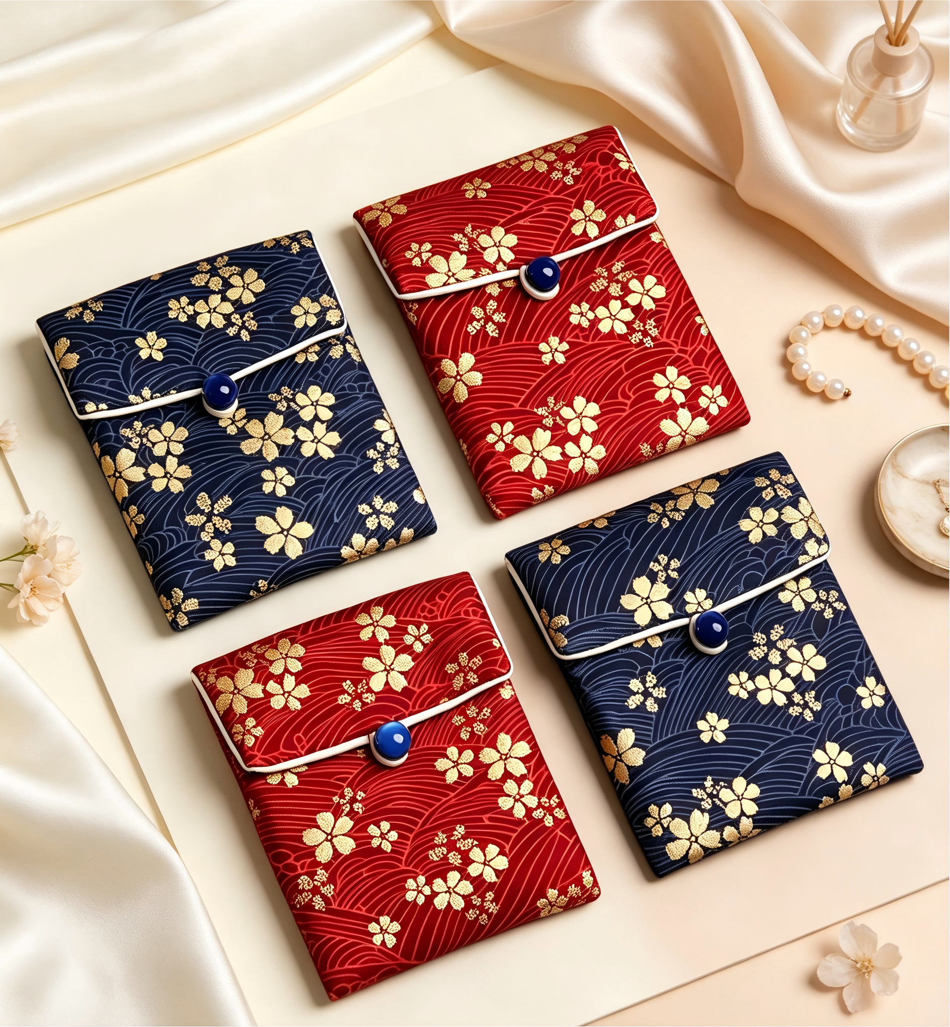 Hand‑crafted Phone Pouch with Heritage‑listed Brocade Fabric