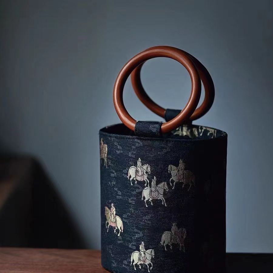 Intangible Cultural Heritage Song Brocade Cylinder Bucket Bag.