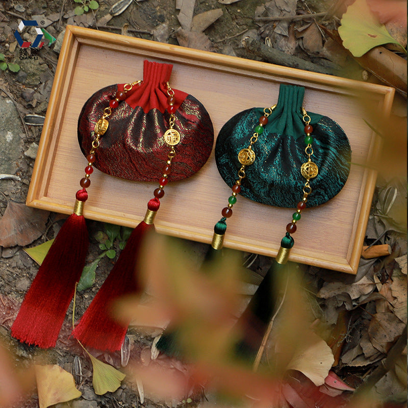 Intangible Heritage Song‑Brocade Sachet, Oriental Tassel Ornament, Hanfu Pendant & Car‑Hanging Empty Perfume Pouch