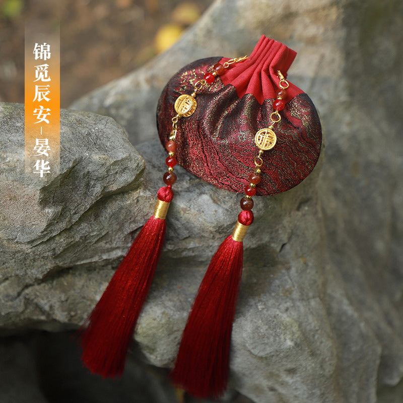 Intangible Heritage Song‑Brocade Sachet, Oriental Tassel Ornament, Hanfu Pendant & Car‑Hanging Empty Perfume Pouch