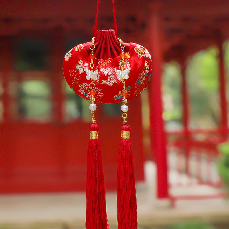 Intangible Heritage Song‑Brocade Sachet, Oriental Tassel Ornament, Hanfu Pendant & Car‑Hanging Empty Perfume Pouch